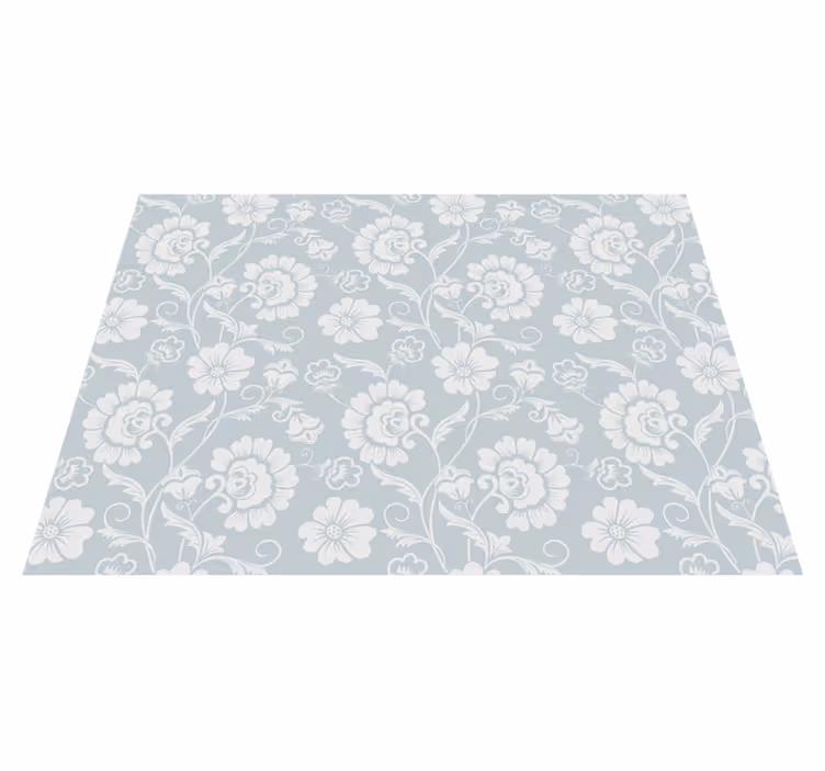Alfombra vinílica gris patrón floral - TenVinilo