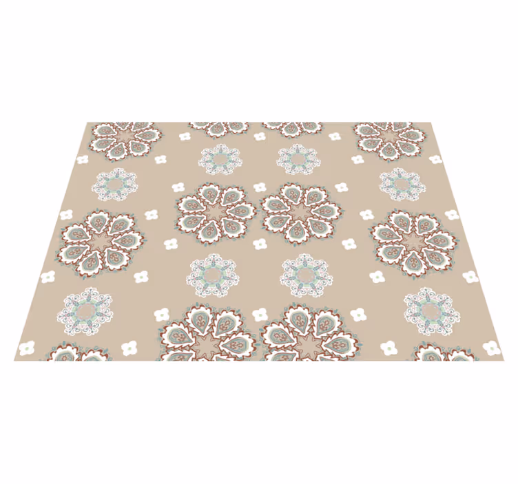 Alfombra vinílica beige flores granny chic - TenVinilo