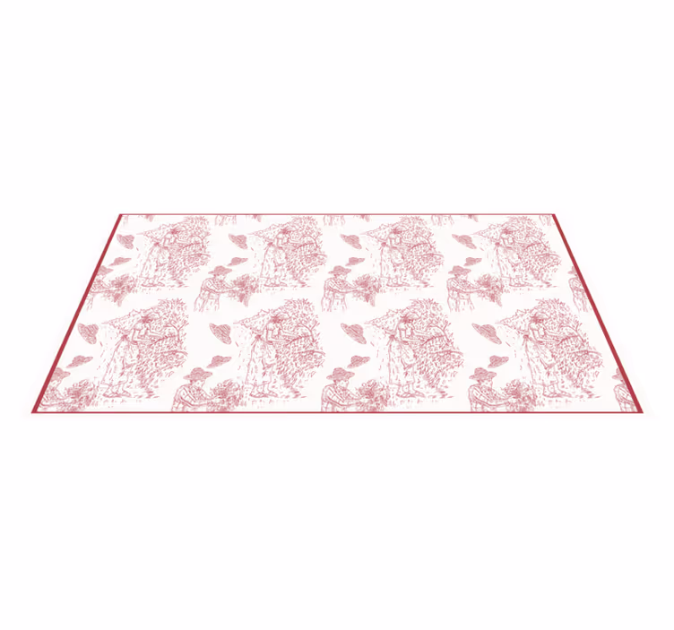 Alfombra vinílica vintage Patrón vintage francés en rojo - TenVinilo