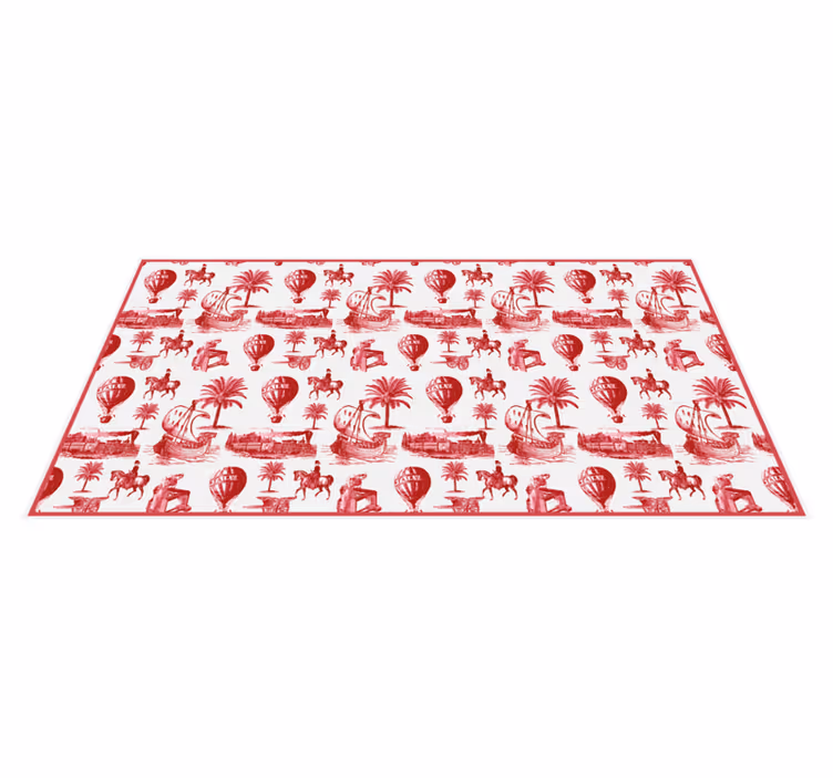  Alfombra de vinilo ilustraciones rojizas tipo brooklyn toile - TenVinilo