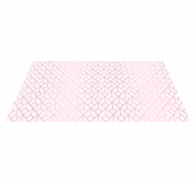 Alfombra pvc cocina rosa patrón líneas doradas - TenVinilo