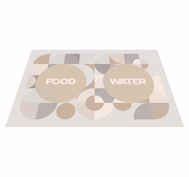 Alfombra vinílica gris cuencos water y food - TenVinilo