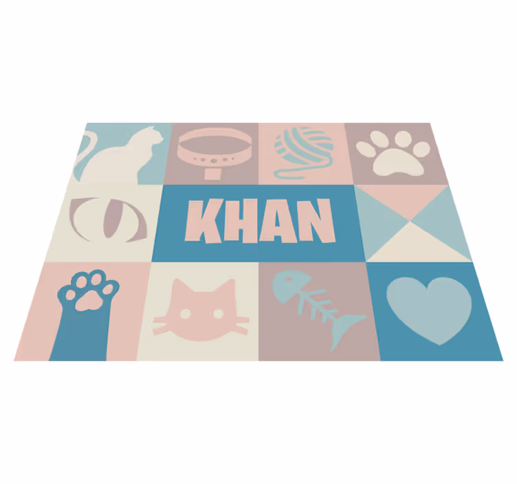 Alfombra vinílica animales personalizable nombre gato - TenVinilo