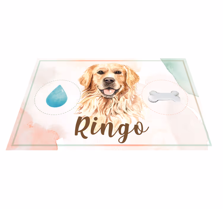 Alfombra vinílica animales golden retriever con nombre - TenVinilo