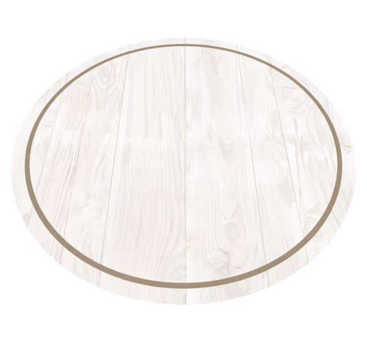 Alfombra vinilo salón redonda efecto madera blanca - TenVinilo