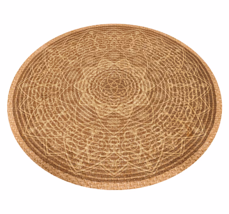 Alfombra vinílica mandala elegante patrón marrón - TenVinilo