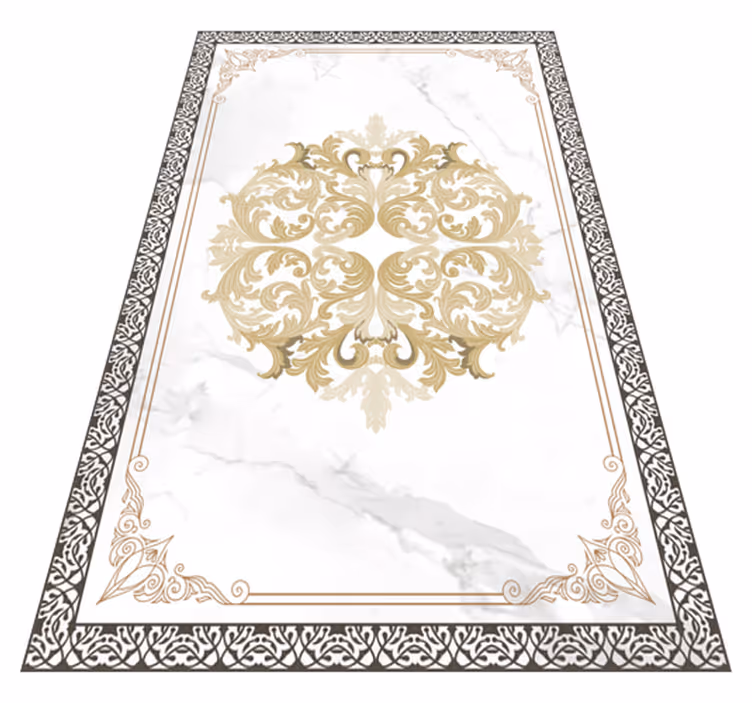 Alfombra vinílica efecto mármol elegante floritura dorada - TenVinilo
