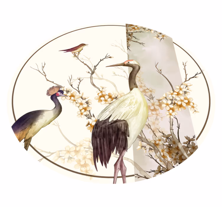 Alfombra ramitas y pájaros chinoiserie - TenVinilo
