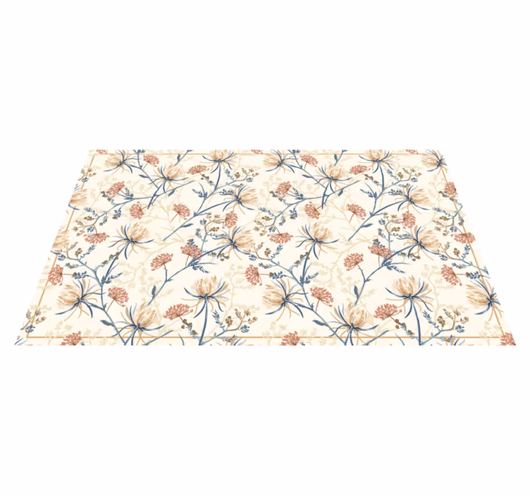 Alfombra vinilo salón flores estilo chinoiserie - TenVinilo