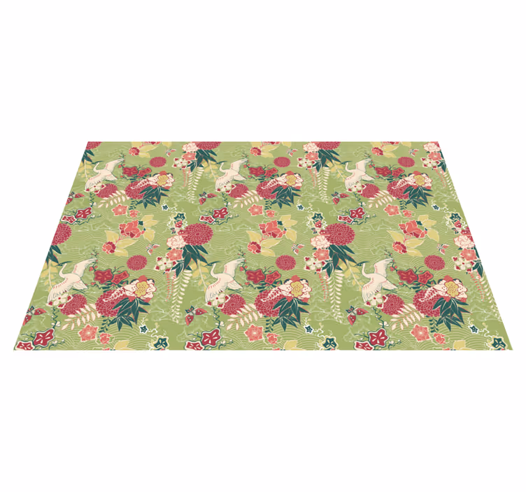 Alfombra chinoiserie imitación seda oriental - TenVinilo