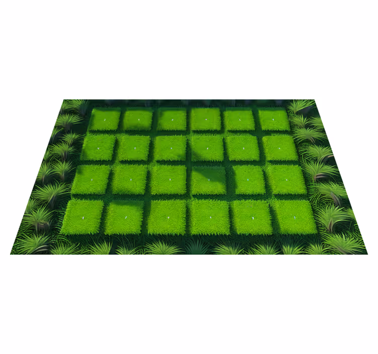 Alfombra vinílica dormitorio suelo cubos de césped - TenVinilo
