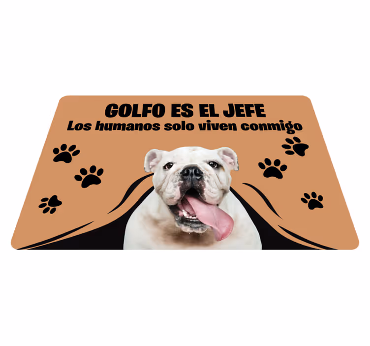 Alfombra vinílica entrada personalizada mascota - TenVinilo