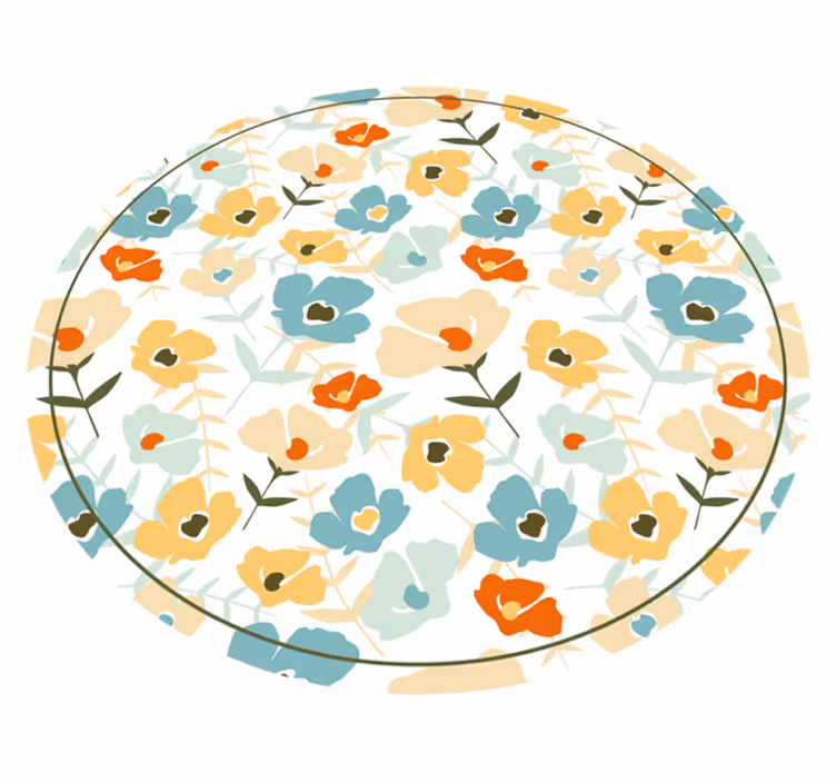 Alfombra vinilo salón flores acuarela - TenVinilo