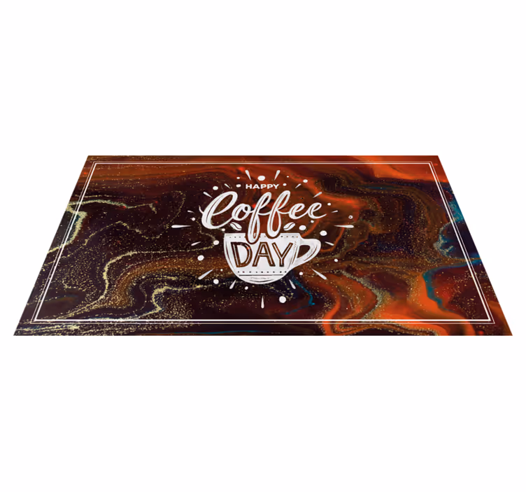 Alfombra vinilo cocina textura mármol y café - TenVinilo