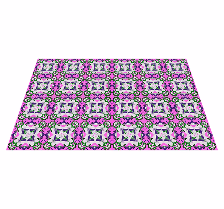 Alfombra vinilo vintage azulejo hidráulico rosa - TenVinilo