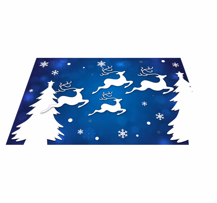 Alfombra vinilo navidad renos fondo azul - TenVinilo