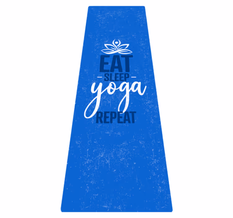 Alfombra vinilo azul "comer dormir yoga repetir" - TenVinilo