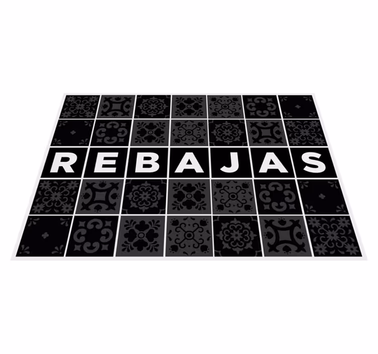 Alfombra vinilica rebajas negra patrón azulejos  - TenVinilo