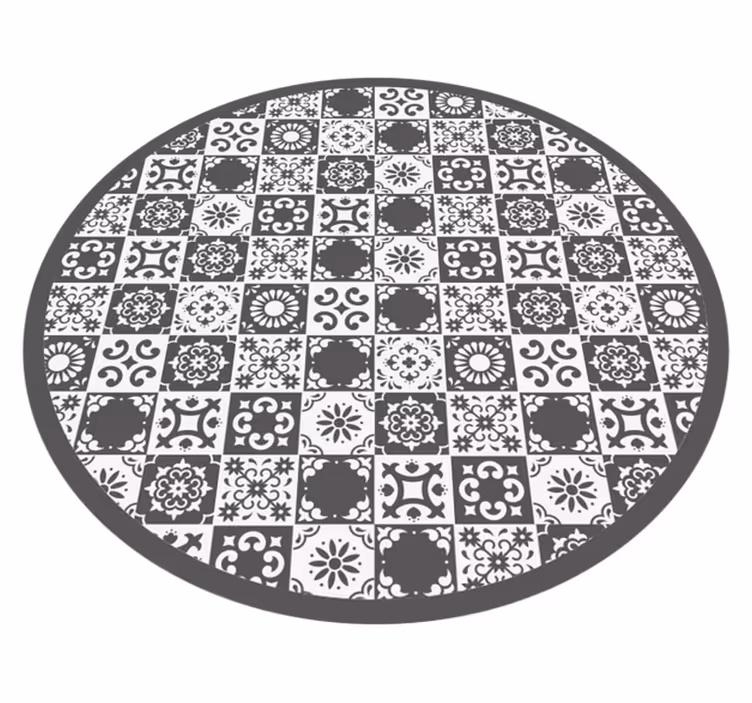 Alfombra hidráulica gris azulejos ibéricos - TenVinilo