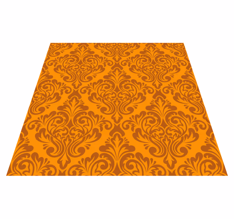 Alfombra vinilo salón naranja damasco vintage - TenVinilo