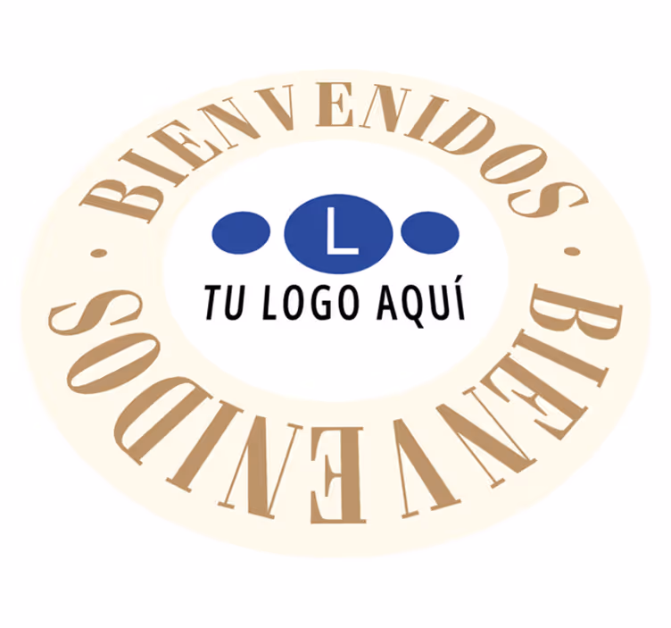 Alfombra vinílica beige bienvenida con logo - TenVinilo