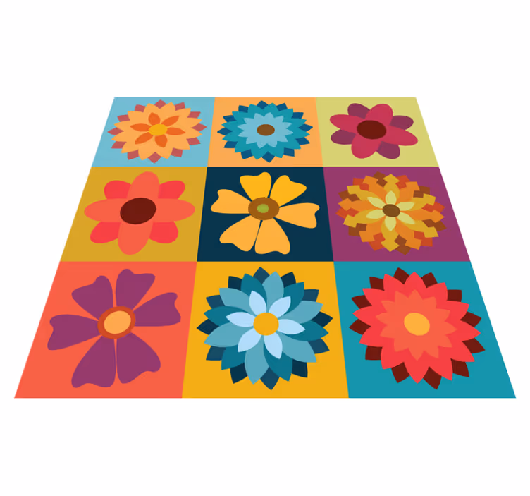 Alfombra vinílica flores hippies colores - TenVinilo