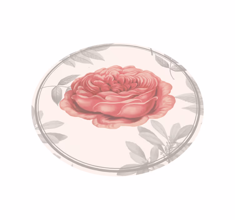 Alfombra vinílica redonda diseño con rosa - TenVinilo