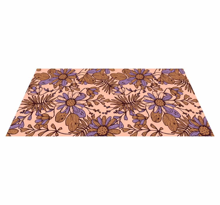 Alfombra vinílica flores patrón floral botánico - TenVinilo