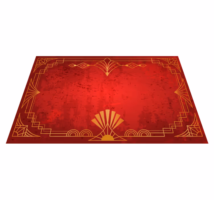 Alfombra vinilo roja cenefa simulación dorado - TenVinilo