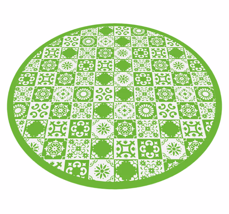 Alfombra hidráulica vinílica círculo de mosaico geométrico - TenVinilo