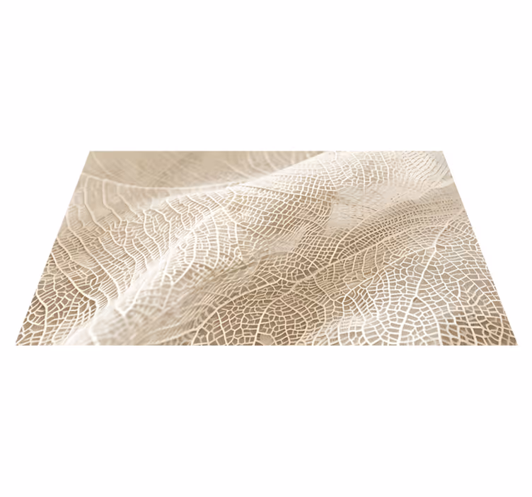 Alfombra vinilica beige hojas minimalistas - TenVinilo