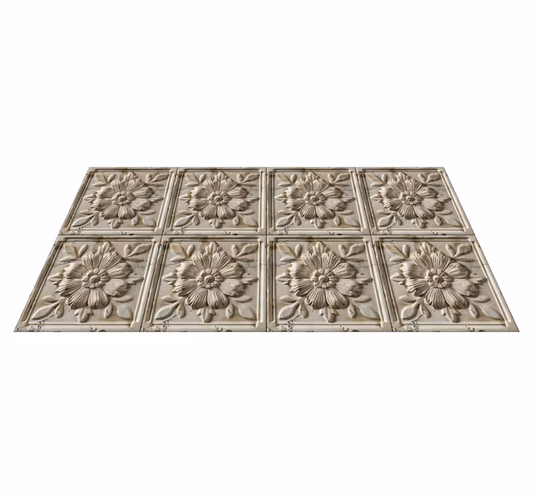 Alfombra vinilica beige azulejos antiguos - TenVinilo