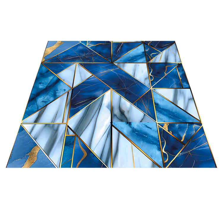 Alfombra vinílica efecto mármol azul geométrico - TenVinilo