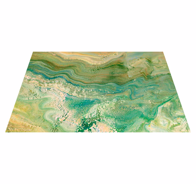 Alfombra vinílica efecto mármol verde y beige - TenVinilo