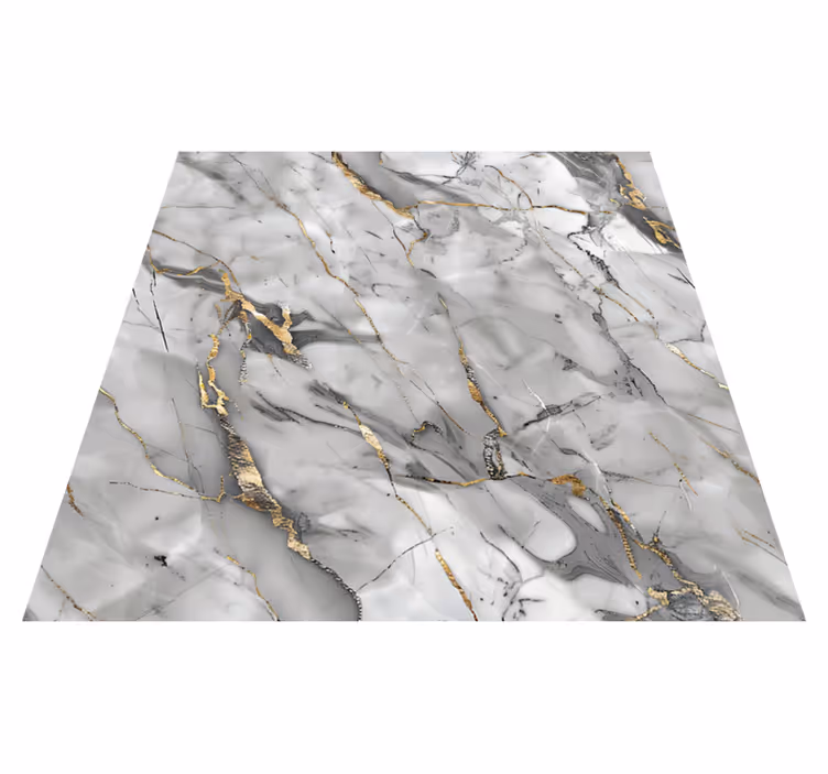 Alfombra vinílica efecto mármol gris y dorado - TenVinilo