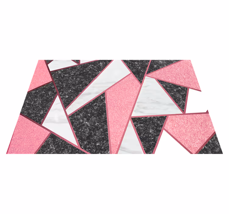 Alfombra vinílica efecto mármol geométrico rosa y gris - TenVinilo
