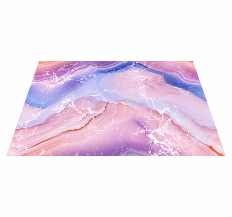 Alfombra vinílica efecto mármol tonos morados y rosados - TenVinilo