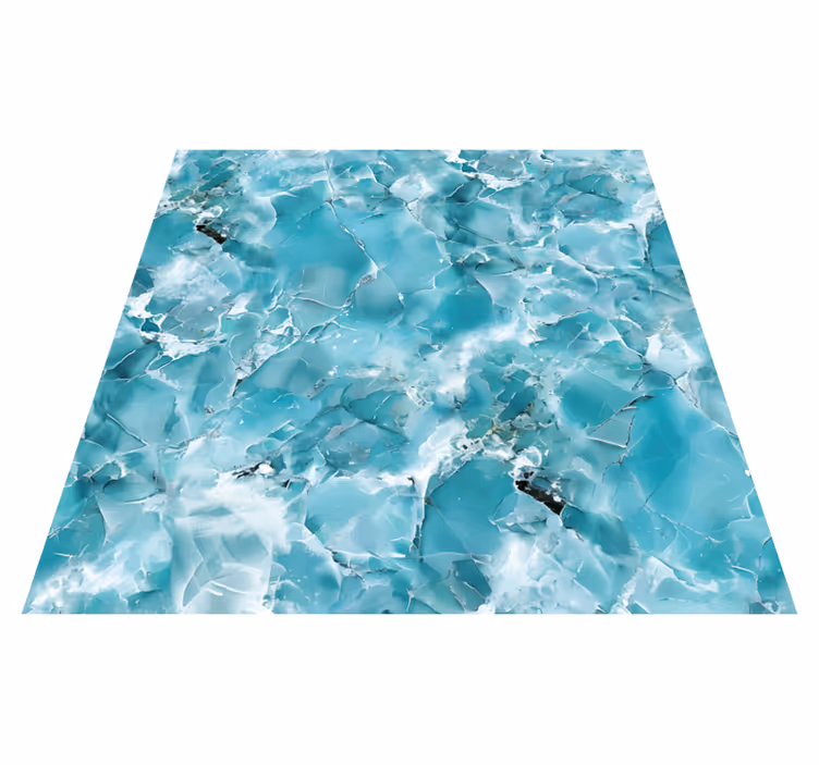 Alfombra vinílica efecto mármol azul turquesa - TenVinilo
