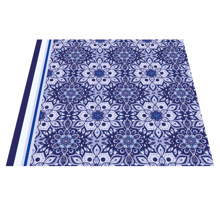 Alfombra vinilo azul diseño floral antiguo - TenVinilo