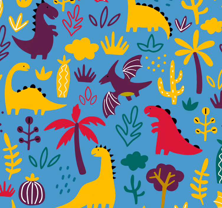 Papel pintado animal fauna de dinosaurios - TenVinilo