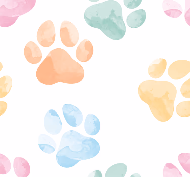 Papel pintado perros huellas de patas en colores pastel - TenVinilo