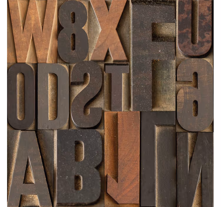 Papel pintado letras efecto 3d marrón - TenVinilo