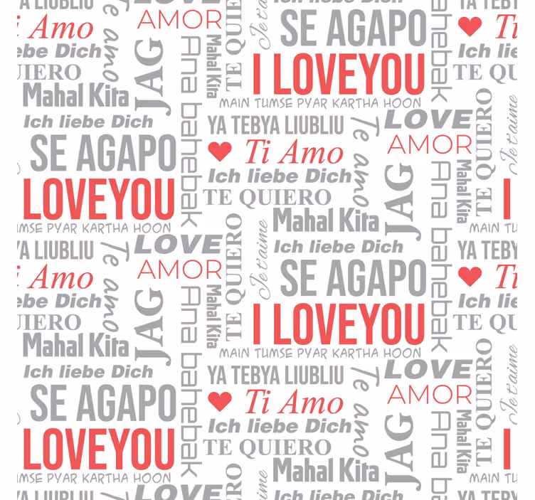 Papel pintado letras i love you diferentes idiomas - TenVinilo