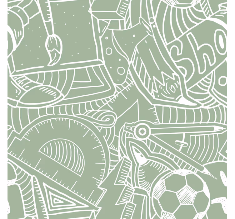 Papel pintado juvenil tiza escolar verde - TenVinilo