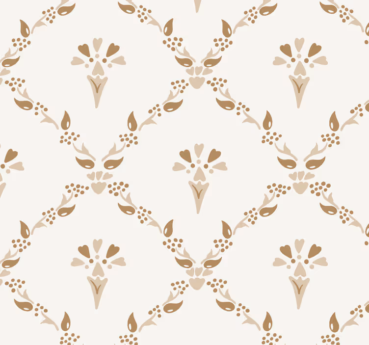 Papel pintado beige patrón floral hexagonal - TenVinilo