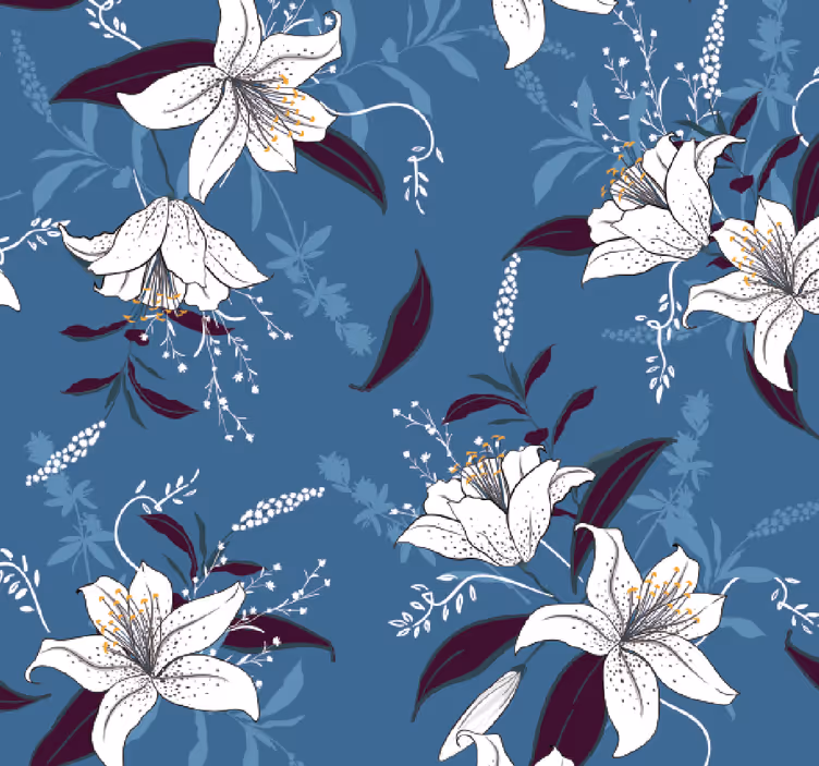Papel pintado flores patrones florales elegantes - TenVinilo