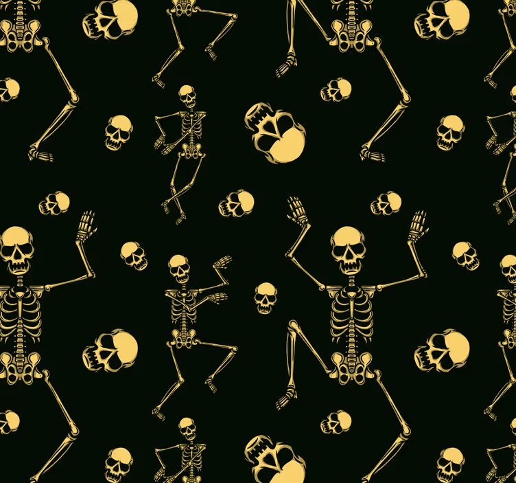 Papel pintado Halloween diseño de esqueletos negros - TenVinilo