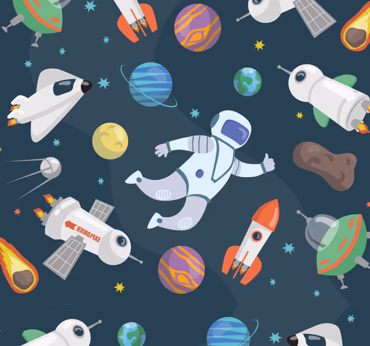 Papel pintado infantil aventura espacial - TenVinilo