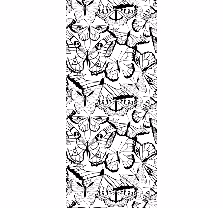 Papel pintado mariposas elegante motivo en blanco y negro - TenVinilo