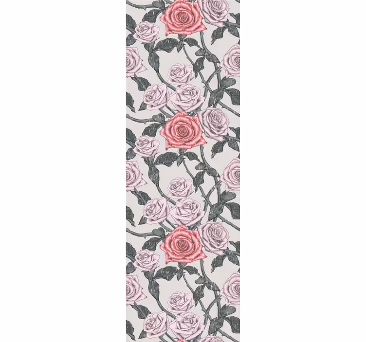 Papel pintado flores patrón de vid de rosas - TenVinilo